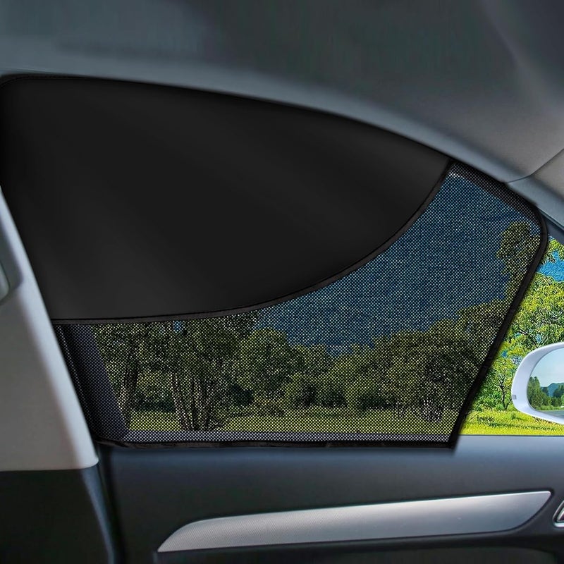 LSTRAGY 2 PCS Car Window Shades, Magnetic Double Layer Car Side Window Sun Shades with Full Shade/Half Shade, Front Window Covers for Driver,Car Accessories - Image 1
